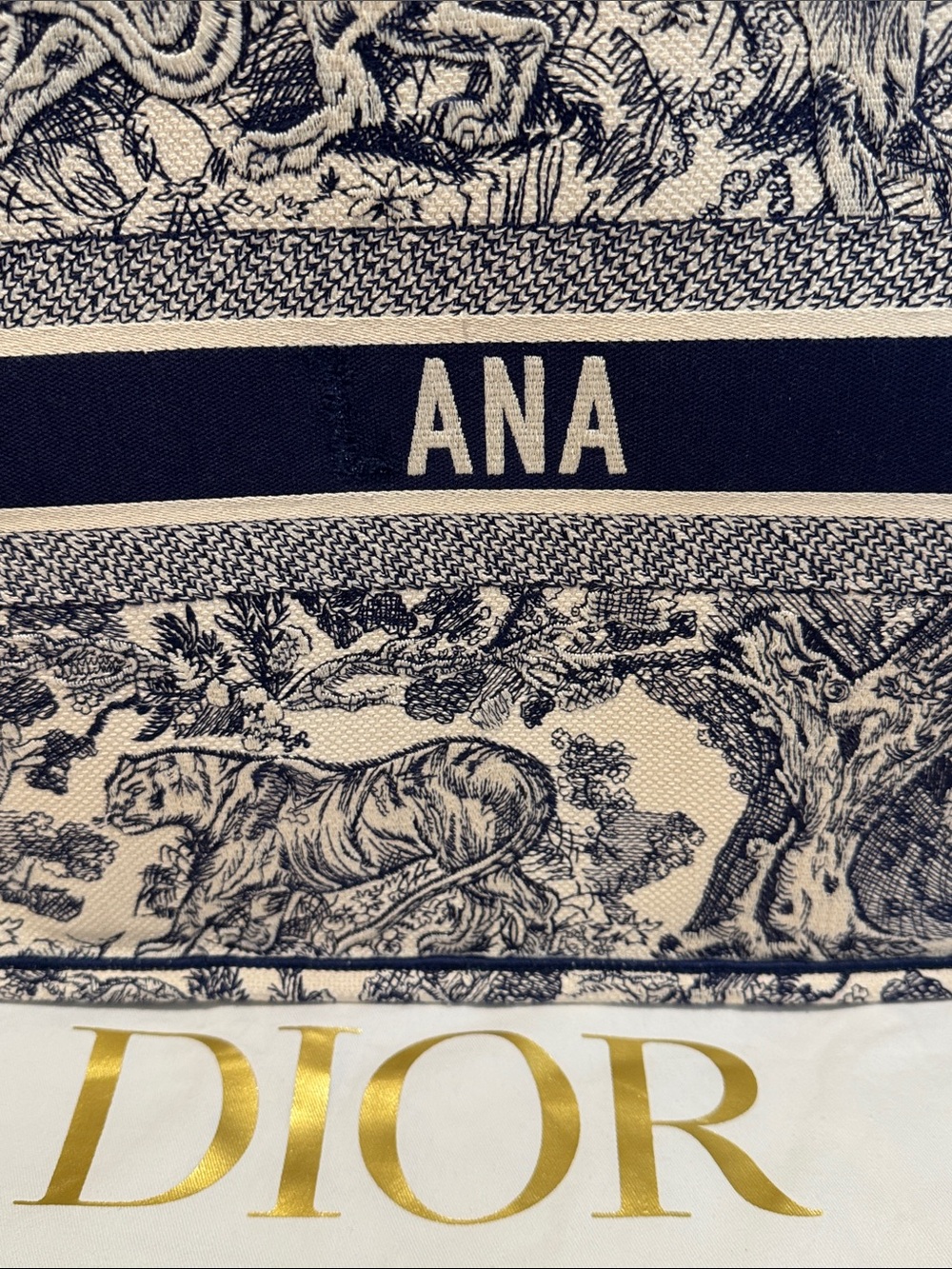 LARGE Dior Toile de Jouy Tote in Navy and White - Personalized ANA - Picture 3 of 6